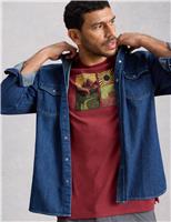 White Stuff Pure Cotton Hiking Graphic T-Shirt Red Mix