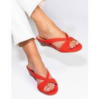 Jones Bootmaker Leather Patent Wedge Mules Red
