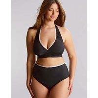 Panache Ric Rac Trim High Waisted Bikini Bottoms Black Mix