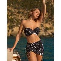 Panache Polka Dot Skirted Ruched Bikini Bottoms Black Mix