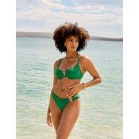 Boux Avenue Mirada Pearl Textured Wired V-Neck Pearl Detail Bikini Top (B-F) Dark Green