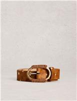 White Stuff Leather Animal Print Jeans Belt Brown Mix