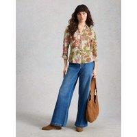 White Stuff Pure Cotton Printed Shirt Green Mix