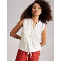 White Stuff Pure Cotton Embroidered Shirt White