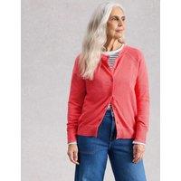 White Stuff Pure Cotton Crew Neck Cardigan Pink