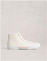 White Stuff Leather Lace Up High Top Trainers White
