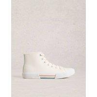 White Stuff Leather Lace Up High Top Trainers White