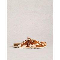 White Stuff Leather Hair On Animal Print Clogs Natural Mix