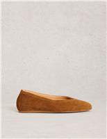 White Stuff Leather Flat Square Toe Ballerina Pumps Tan