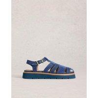 White Stuff Suede Flat Gladiator Sandals Denim Mix