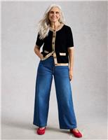 Pure Cotton Crew Neck Button Front Cardigan