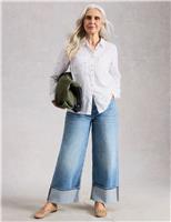 White Stuff Pure Cotton Embroidered Collared Shirt White Mix