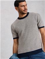 White Stuff Pure Cotton Striped T-Shirt Navy Mix