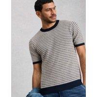 White Stuff Pure Cotton Striped T-Shirt Navy Mix