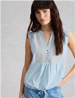 Pure Cotton Embroidery Tie Hem Top