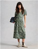 Jersey Floral Midi Waisted Dress