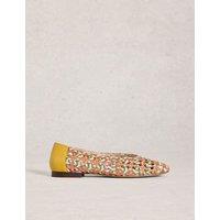 White Stuff Woven Ballet Pumps Yellow Mix