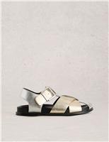 Leather Metallic Buckle Gladiator Sandals