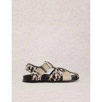 White Stuff Leather Metallic Buckle Gladiator Sandals Black Mix
