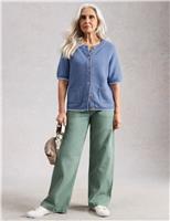 Pure Cotton Textured Short Sleeved Cardigan