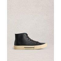 White Stuff Leather Lace Up High Top Trainers Black