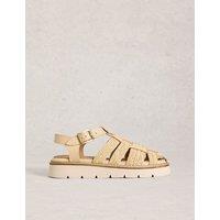 White Stuff Leather Chunky Flat Fisherman Sandals Natural