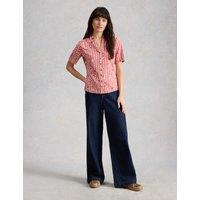 White Stuff Pure Cotton Embroidery Tie Hem Top Pink Mix