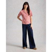 White Stuff Pure Cotton Embroidery Tie Hem Top Pink Mix
