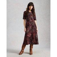 White Stuff Jersey Printed Midi T-Shirt Dress Black Mix