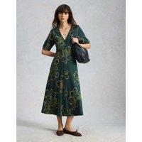 White Stuff Jersey Floral Midi Tea Dress Green Mix