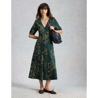 White Stuff Jersey Floral Midi Tea Dress Green Mix