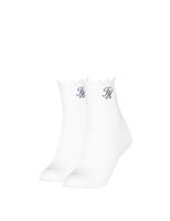 Tommy Hilfiger 2 Pack Cotton Rich Refined Monogram Ankle High Socks White