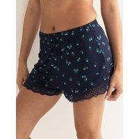 Pour Moi Sofa Loves Lace Trim Pyjama Shorts Blue Mix