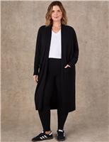 Live Unlimited London Cotton Rich Knitted Longline Cardigan Black