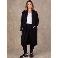 Live Unlimited London Cotton Rich Knitted Longline Cardigan Black