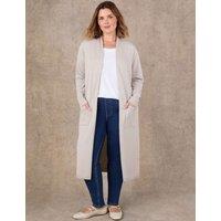 Live Unlimited London Cotton Rich Knitted Longline Cardigan Oatmeal