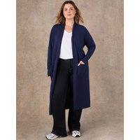 Live Unlimited London Cotton Rich Knitted Longline Cardigan Navy
