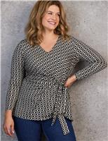 Geometric V-Neck Side Tie Tunic