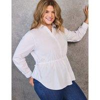 Live Unlimited London Cotton Rich Collared Tie Waist Shirt White
