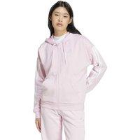 Adidas 3 Stripes Cotton Rich Fleece Zip Up Hoodie Light Pink