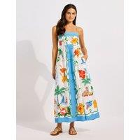 Seafolly Viva Vacation Linen Rich Printed Maxi Dress Blue Mix