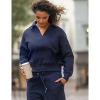 Pour Moi Cotton Rich Collared Relaxed Fit Sweatshirt Navy