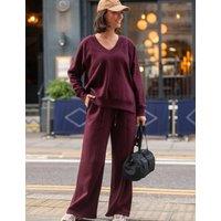 Pour Moi Cotton Rich Drawstring Wide Leg Joggers Burgundy