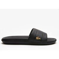 Lacoste Leather Slider Sandals Black
