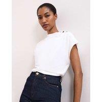 Phase Eight Crew Neck Button Detail Top Ivory