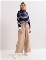 Side Stripe Drawstring Wide Leg Trousers