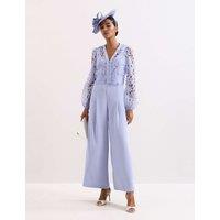 Phase Eight Lace Long Sleeve Jumpsuit Light Blue