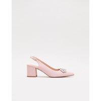 Phase Eight Suede Sparkle Block Heel Slingback Shoes Light Pink