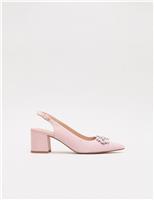 Suede Sparkle Block Heel Slingback Shoes