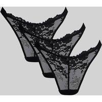 Boux Avenue 3 Pack Fran Lace Thongs Black